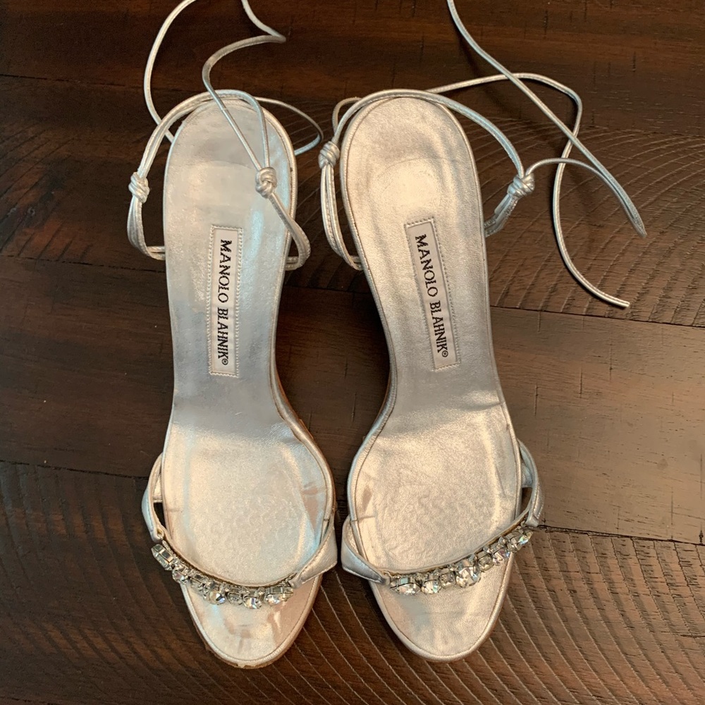 Manolo Blahnik crystal dress sandals with heel